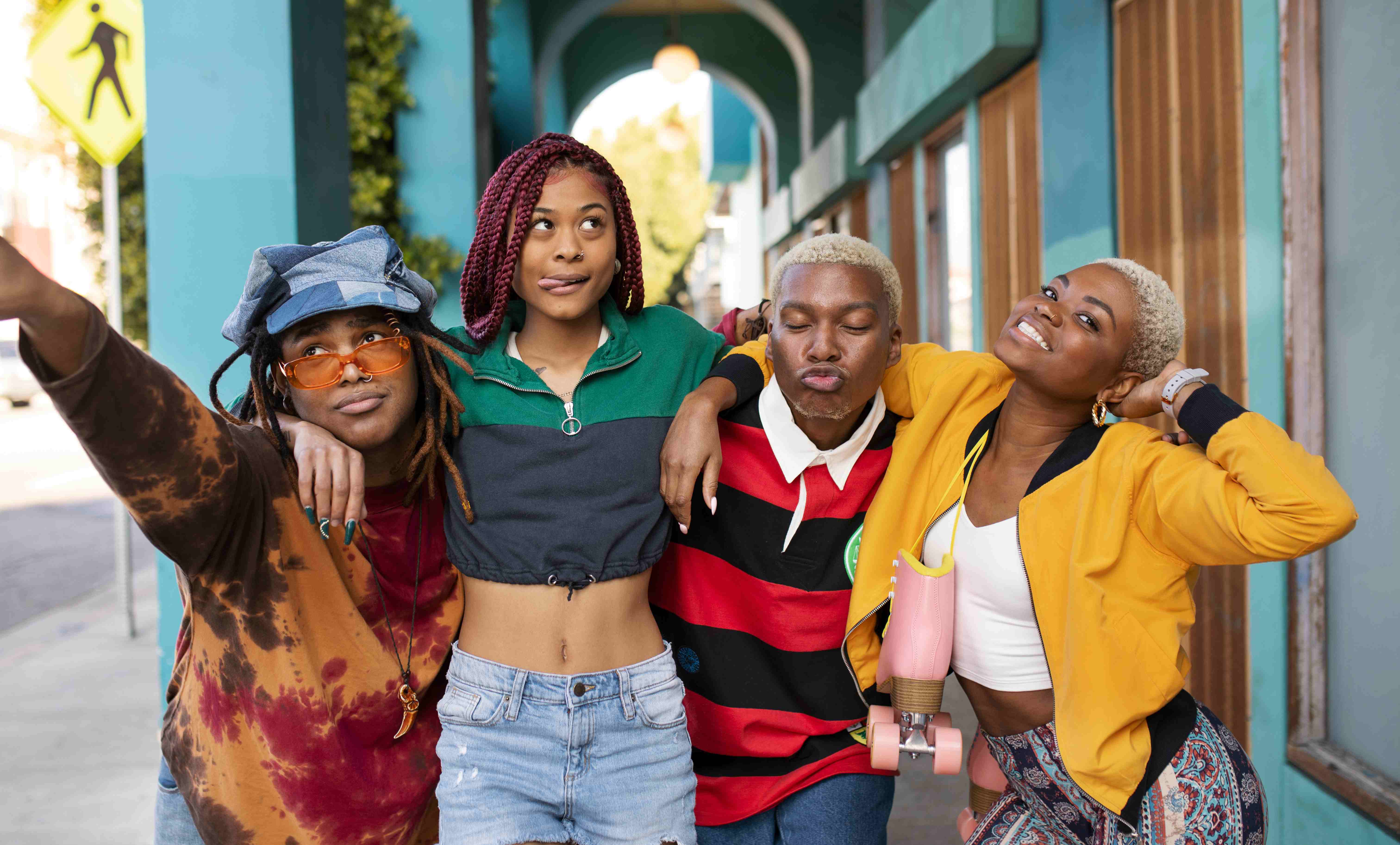 Group of diverse friends on campus